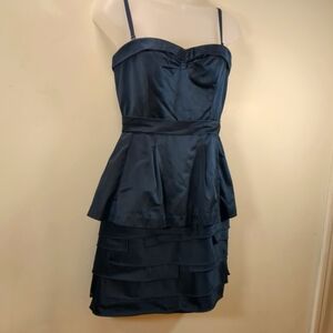 BCBG Maxazria Navy Blue Layered Mini  Strapless Dress , Size 02